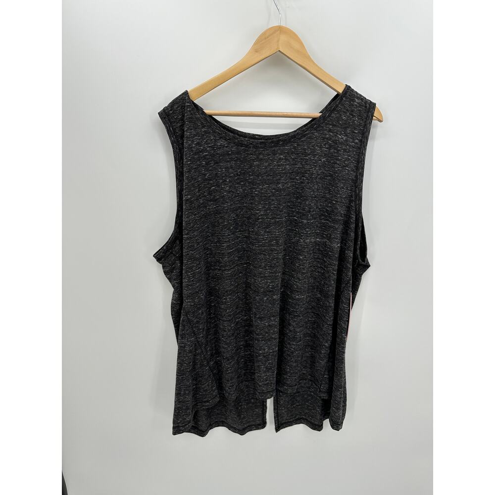 Yogalicious Women Tank Gray Open Back Slit Size 3X NWT‎ Workout Training Running